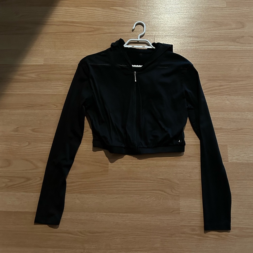 Buffbunny collection cropped mesh zip up hoodie